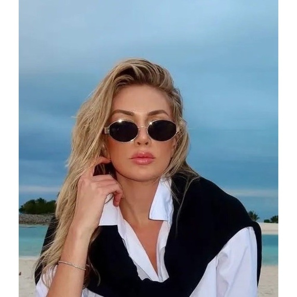 SOJOS Retro Oval Sunglasses Gold Frame Women Men Trendy Classic Shades UV40